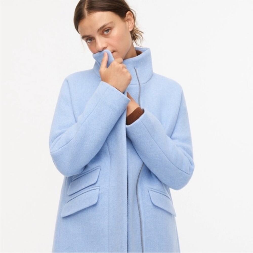 J.Crew Cocoon Italian stadium light blue wool coat size 14 - Picture 3 of 12